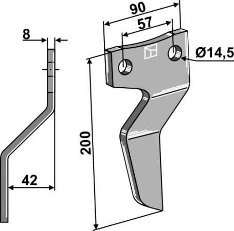 Rotorzinken 200x90mm, links